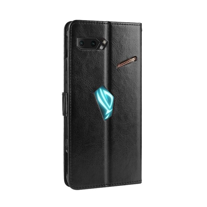 Asus ROG Phone II ZS660KL Handyhülle - Crazy Horse Leder Bookcover Series - schwarz