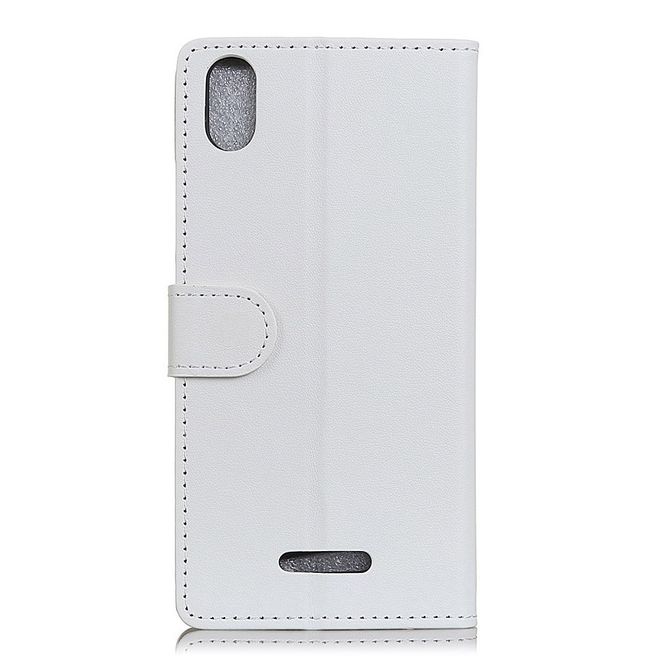 Wiko Y60 Handy Hülle - Classic III Leder Bookcover Series - weiss