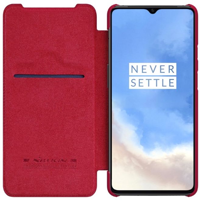 Nillkin - OnePlus 7T Hülle - Leder Book Case - Qin Series - rot