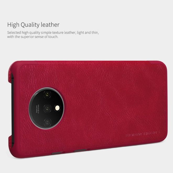 Nillkin - OnePlus 7T Hülle - Leder Book Case - Qin Series - rot