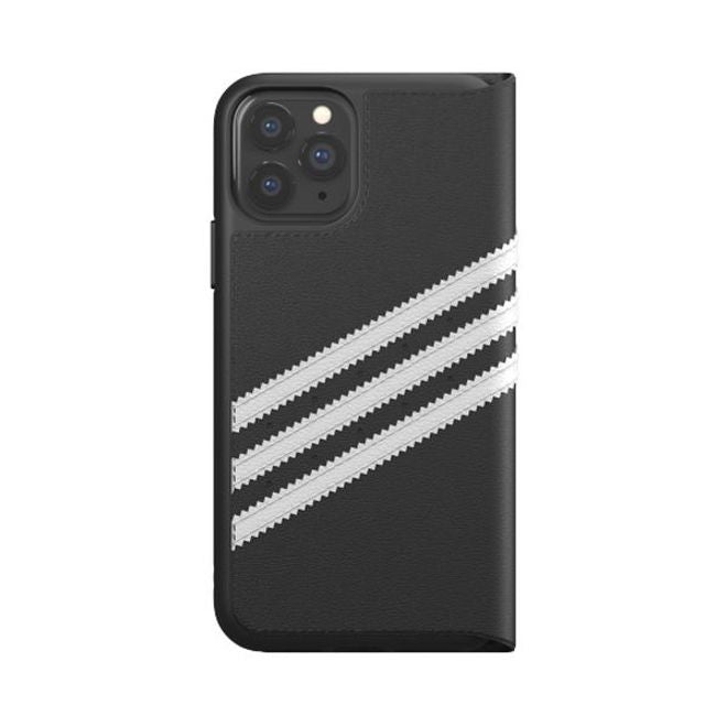 Adidas - iPhone 11 Pro Hülle - PU Bookcover mit Logo und Streifen - schwarz/weiss