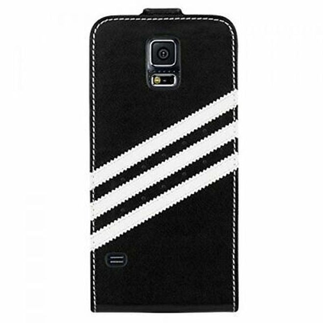 Adidas - Samsung Galaxy S5 Hülle - Leder Flipcover - schwarz/weiss