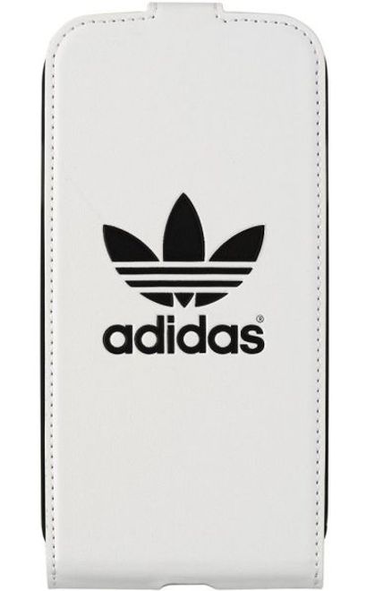 Adidas - Samsung Galaxy S4 Hülle - Leder Flipcover - weiss/schwarz