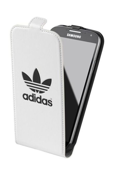 Adidas - Samsung Galaxy S4 Hülle - Leder Flipcover - weiss/schwarz
