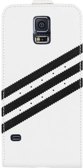 Adidas - Samsung Galaxy S5 Hülle - Leder Flipcover - weiss/schwarz