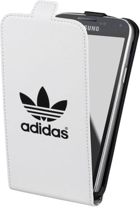 Adidas - Samsung Galaxy S5 Hülle - Leder Flipcover - weiss/schwarz