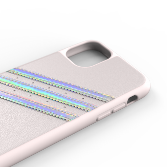 Adidas - iPhone 11 Hülle - PU Woman Backcover mit Logo und Streifen - pink/silver