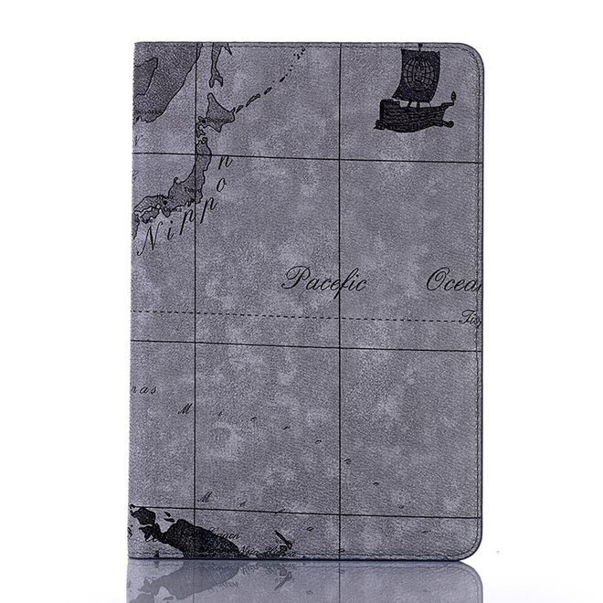 iPad 10.2 Case - Leather Book Cover - Map Cutout - Grey