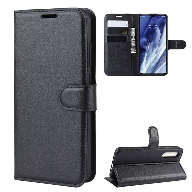 Xiaomi Mi 9 Pro / Mi 9 Pro 5G Handy Hülle - Litchi Leder Bookcover Series - schwarz