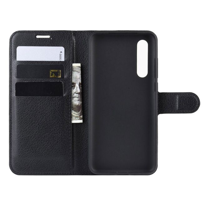 Xiaomi Mi 9 Pro / Mi 9 Pro 5G Handy Hülle - Litchi Leder Bookcover Series - schwarz
