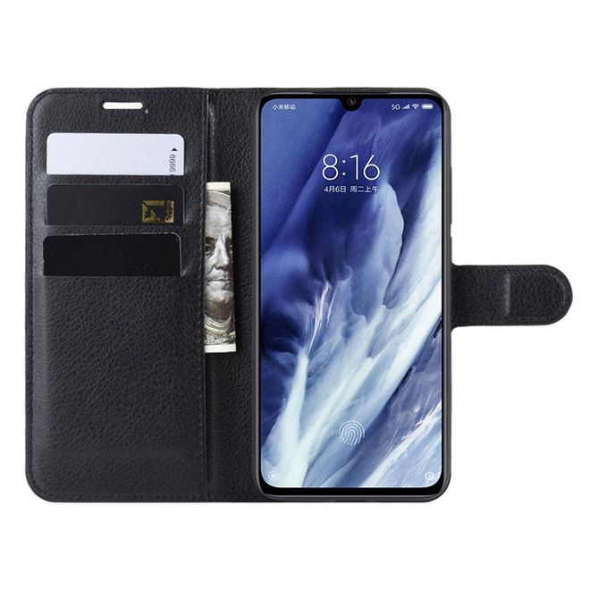 Xiaomi Mi 9 Pro / Mi 9 Pro 5G Handy Hülle - Litchi Leder Bookcover Series - schwarz