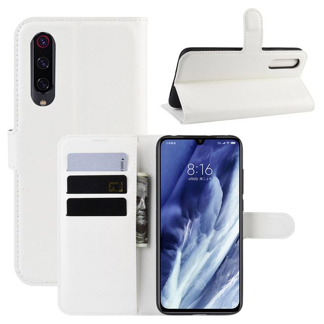 Xiaomi Mi 9 Pro / Mi 9 Pro 5G Handy Hülle - Litchi Leder Bookcover Series - weiss