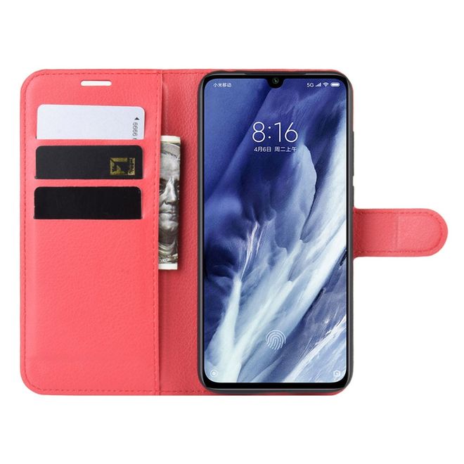 Xiaomi Mi 9 Pro / Mi 9 Pro 5G Handy Hülle - Litchi Leder Bookcover Series - rot