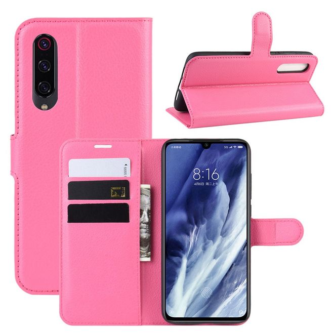 Xiaomi Mi 9 Pro / Mi 9 Pro 5G Handy Hülle - Litchi Leder Bookcover Series - pink