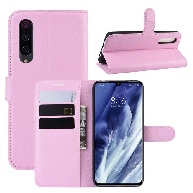 Xiaomi Mi 9 Pro / Mi 9 Pro 5G Handy Hülle - Litchi Leder Bookcover Series - rosa