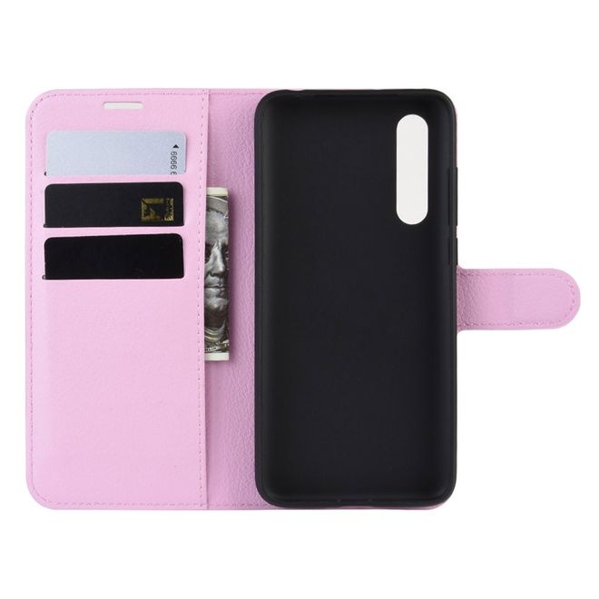 Xiaomi Mi 9 Pro / Mi 9 Pro 5G Handy Hülle - Litchi Leder Bookcover Series - rosa