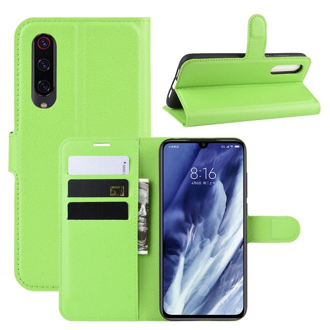 Xiaomi Mi 9 Pro / Mi 9 Pro 5G Handy Hülle - Litchi Leder Bookcover Series - grün