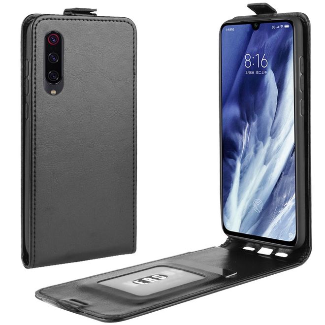 Xiaomi Mi 9 Pro / Mi 9 Pro 5G Handyhülle - Crazy Horse Leder Flipcase - vertikal - schwarz