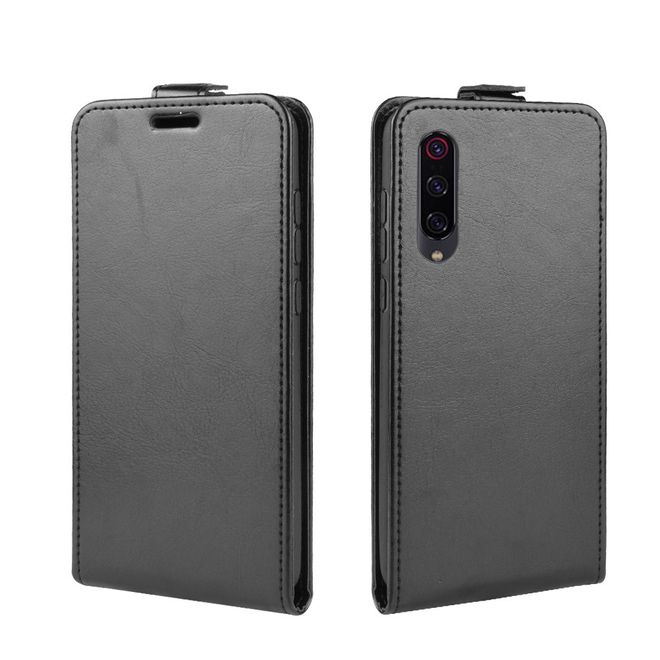 Xiaomi Mi 9 Pro / Mi 9 Pro 5G Handyhülle - Crazy Horse Leder Flipcase - vertikal - schwarz