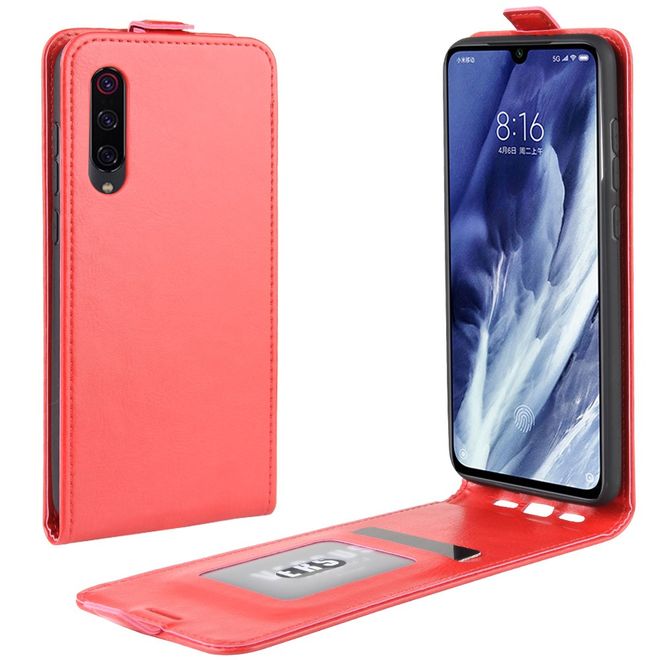 Xiaomi Mi 9 Pro / Mi 9 Pro 5G Handyhülle - Crazy Horse Leder Flipcase - vertikal - rot