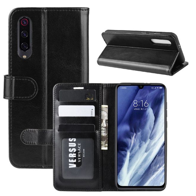 Xiaomi Mi 9 Pro / Mi 9 Pro 5G Handyhülle - Crazy Horse Leder Bookcover Series - schwarz