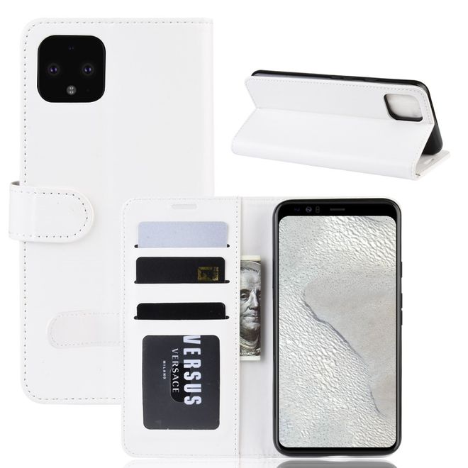 Google Pixel 4 XL Handyhülle - Crazy Horse Leder Bookcover Series - weiss