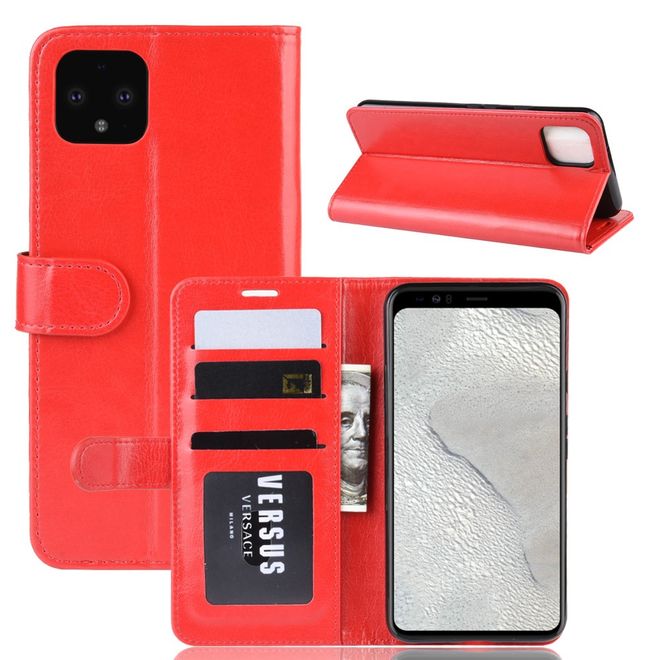 Google Pixel 4 XL Handyhülle - Crazy Horse Leder Bookcover Series - rot
