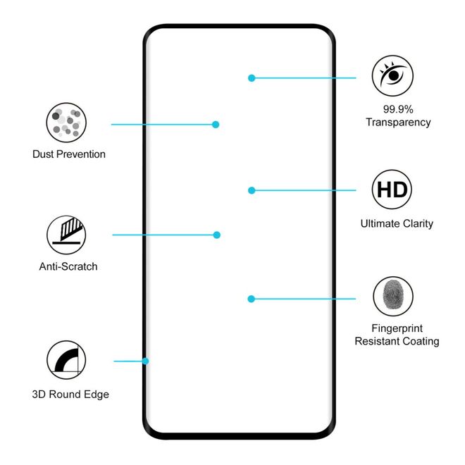 Hat Prince - OnePlus 7 Pro / 7T Pro Schutzglas Displayschutz - Panzer Glas - 9H 3D - schwarz