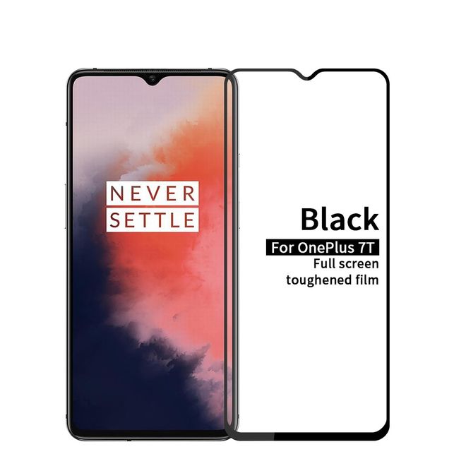 Mofi - OnePlus 7T Schutzglas Displayschutz - Panzer Glas - 2.5D 9H - Full Size - schwarz