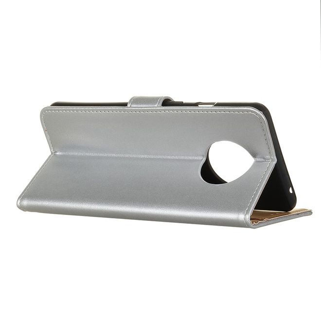 OnePlus 7T Handy Hülle - Classic II Leder Bookcover Series - silber