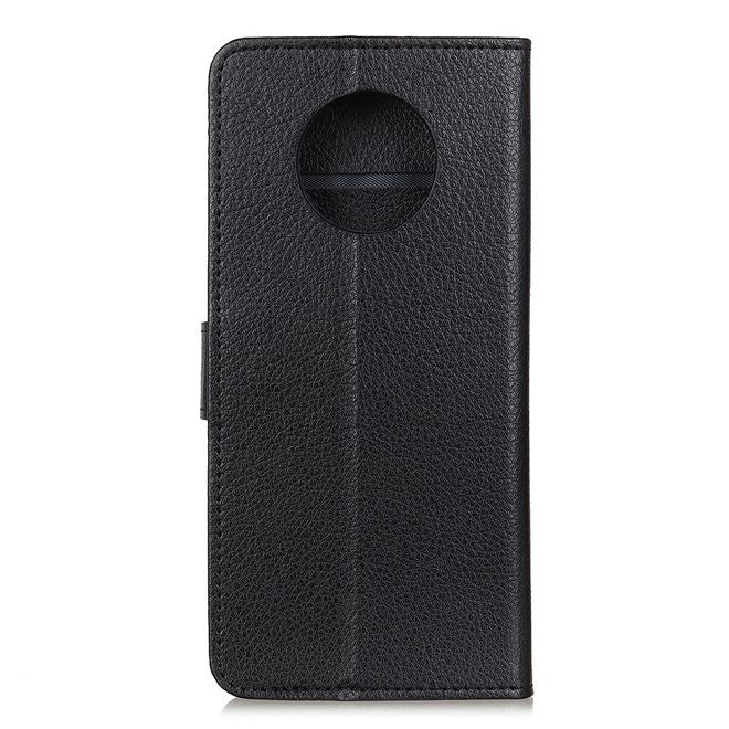 OnePlus 7T Handy Hülle - Litchi Leder Bookcover Series - schwarz