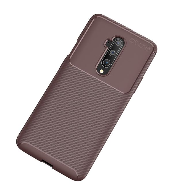 OnePlus 7T Pro Handyhülle - Carbon Fiber TPU Softcase Series - braun