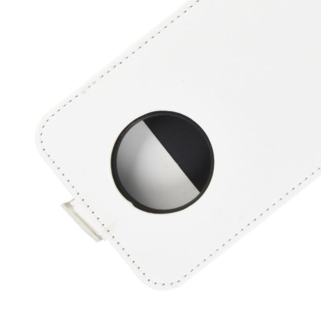 OnePlus 7T Handyhülle - Crazy Horse Leder Flipcase - vertikal - weiss