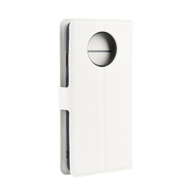 OnePlus 7T Handy Hülle - Litchi Leder Bookcover Series - weiss