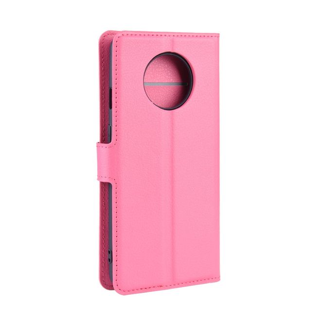 OnePlus 7T Handy Hülle - Litchi Leder Bookcover Series - rosa