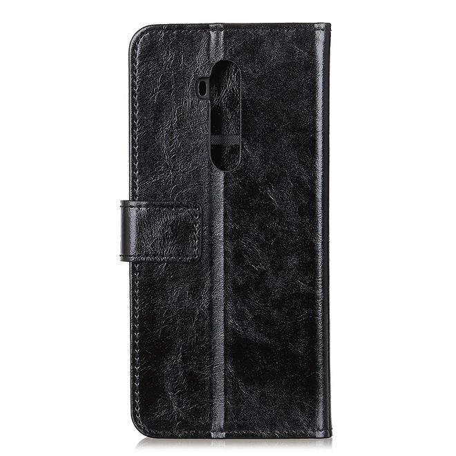 OnePlus 7T Pro Handyhülle - Crazy Horse Leder Bookcover Series - schwarz