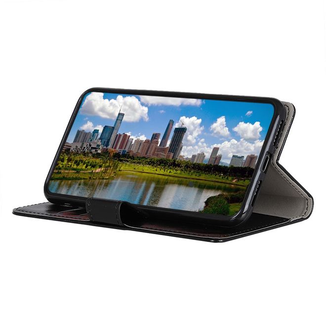 OnePlus 7T Pro Handyhülle - Crazy Horse Leder Bookcover Series - schwarz