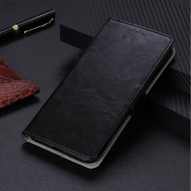 OnePlus 7T Pro Handyhülle - Crazy Horse Leder Bookcover Series - schwarz
