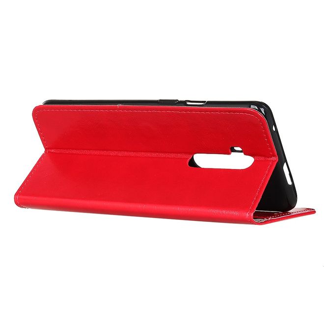OnePlus 7T Pro Handyhülle - Crazy Horse Leder Bookcover Series - rot