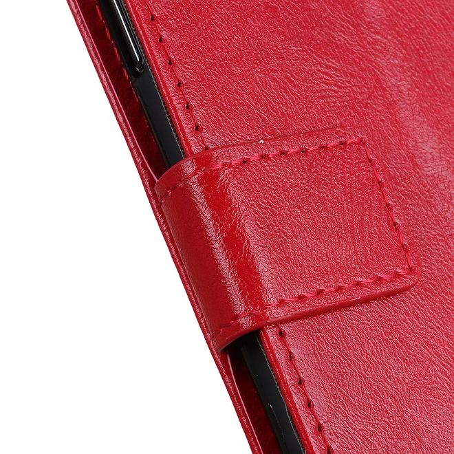 OnePlus 7T Pro Handyhülle - Crazy Horse Leder Bookcover Series - rot
