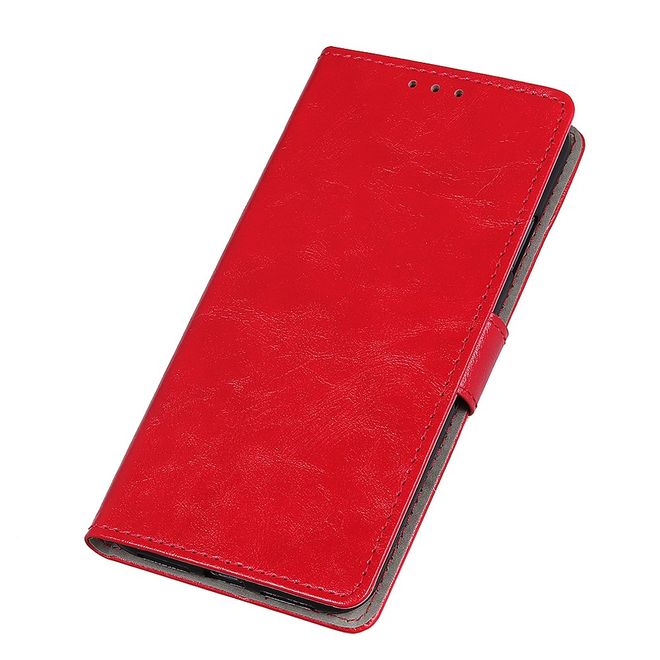 OnePlus 7T Pro Handyhülle - Crazy Horse Leder Bookcover Series - rot