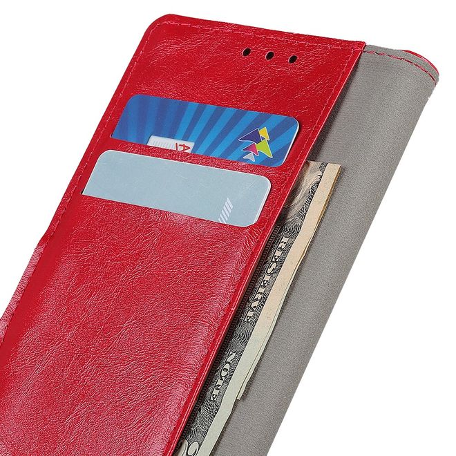 OnePlus 7T Pro Handyhülle - Crazy Horse Leder Bookcover Series - rot