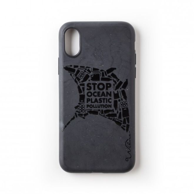 Wilma - iPhone XS / X Hülle - biologisch abbaubar - Stop Plastic Matt Manta - schwarz