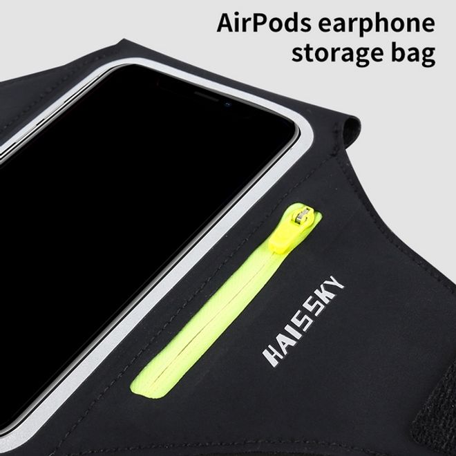 Universal - Sport Armband für Smartphones bis 6.5" - Fach für AirPods Ladecase - pink/gelb