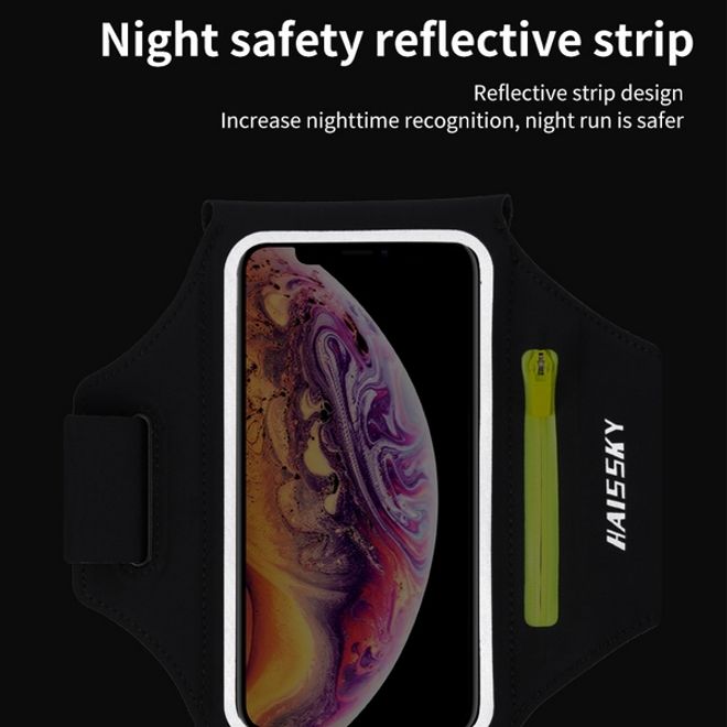 Universal - Sport Armband für Smartphones bis 6.5" - Fach für AirPods Ladecase - pink/gelb