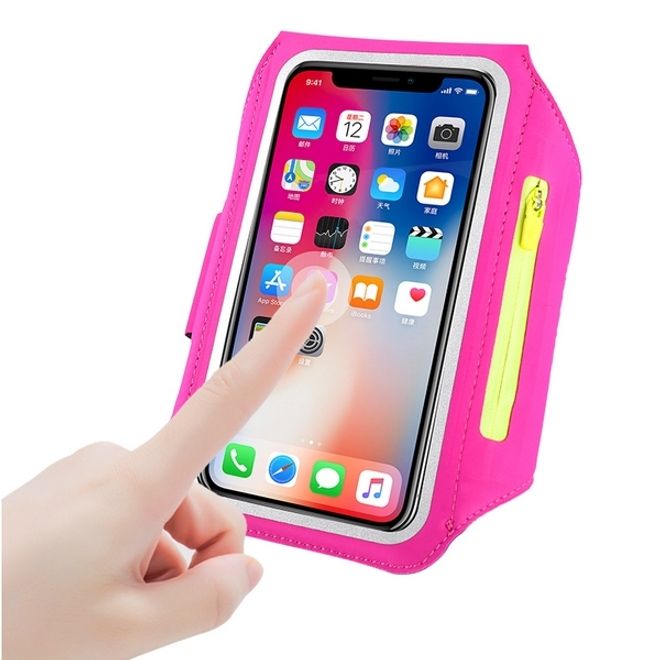 Universal - Sport Armband für Smartphones bis 6.5" - Fach für AirPods Ladecase - pink/gelb