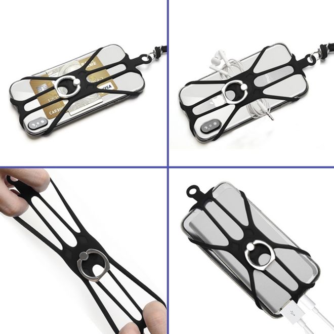 MU Style - Universal Silikon Handykette mit Standfunktion - schwarz