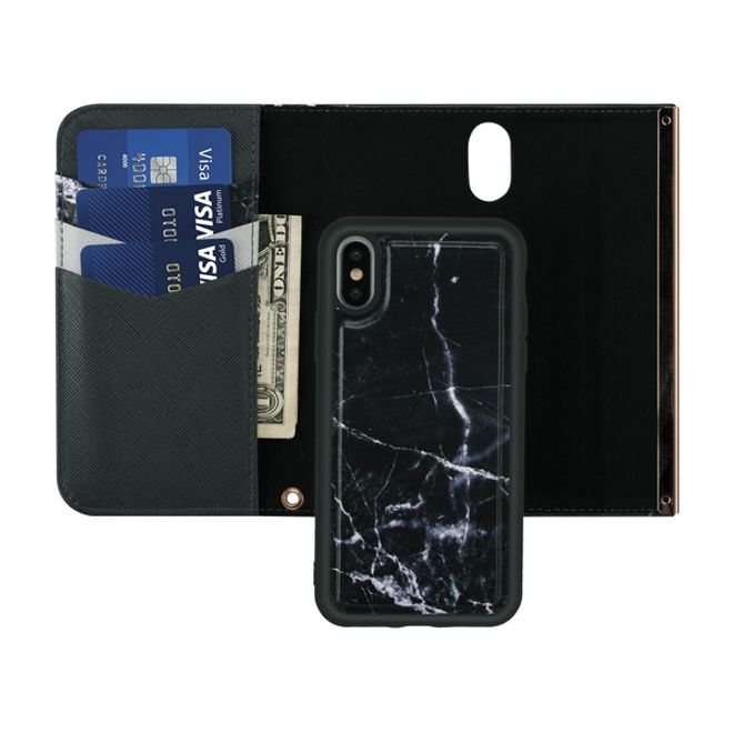 HABITU - iPhone XS / X Hülle - Canadian Designer Clutch - Eris Series - schwarzer Marmor