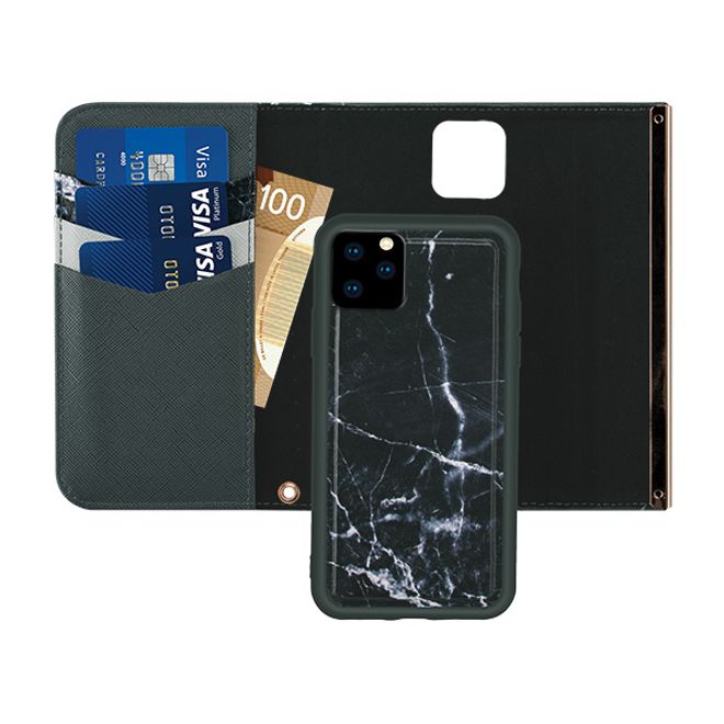 HABITU - iPhone 11 Pro Hülle - Canadian Designer Clutch - Eris Series - schwarzer Marmor