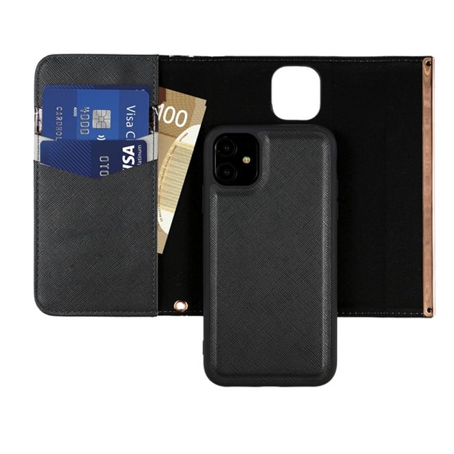 HABITU - iPhone 11 Hülle - Canadian Designer Clutch - Eris Series - schwarzer Marmor